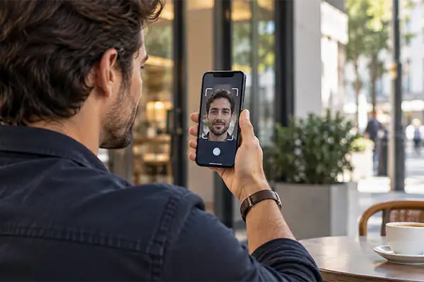 User verifying their identity through a mobile eKYC  verification process