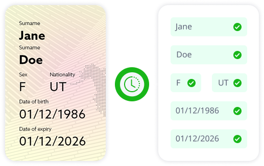 Pantalla con notificaciones de resultados instantáneos de verificación